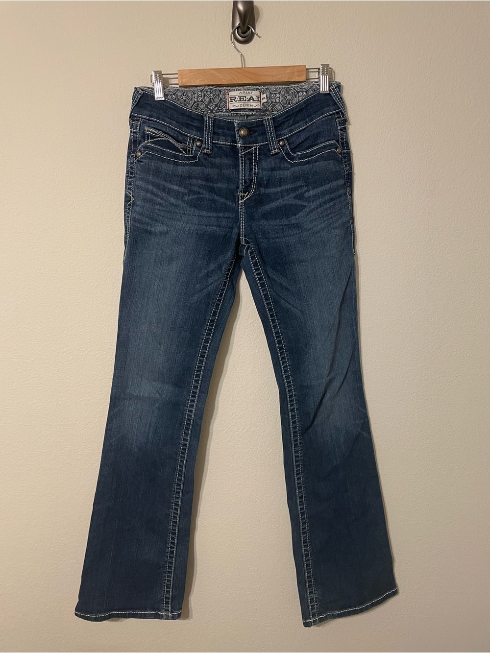 Ariat REAL Denim Jeans 29L Bootcut Western Embroidered Cowgirl Blue